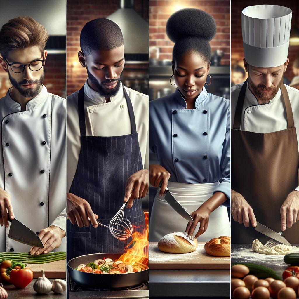 Celebrity chefs preparing dinner