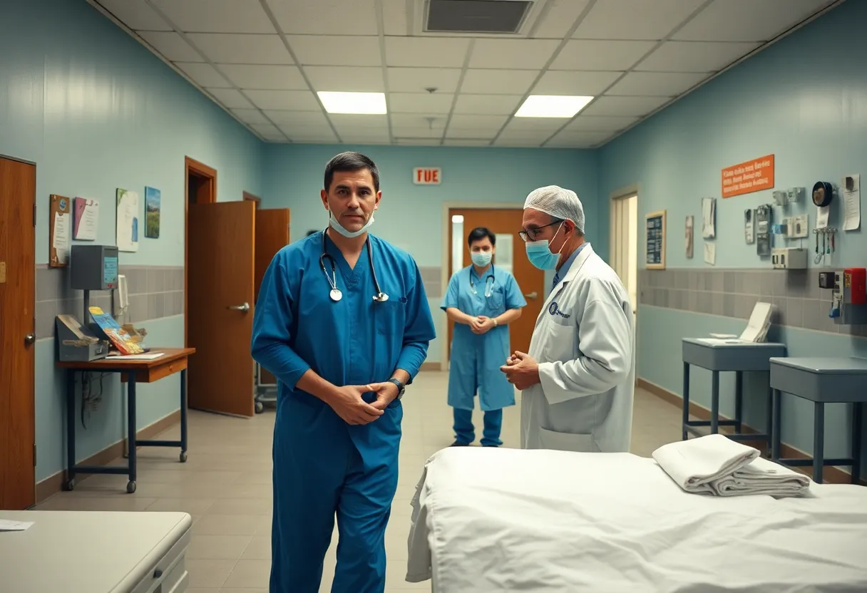 A rural hospital showcasing the difficulties faced by healthcare providers and communities due to Medicaid cuts.