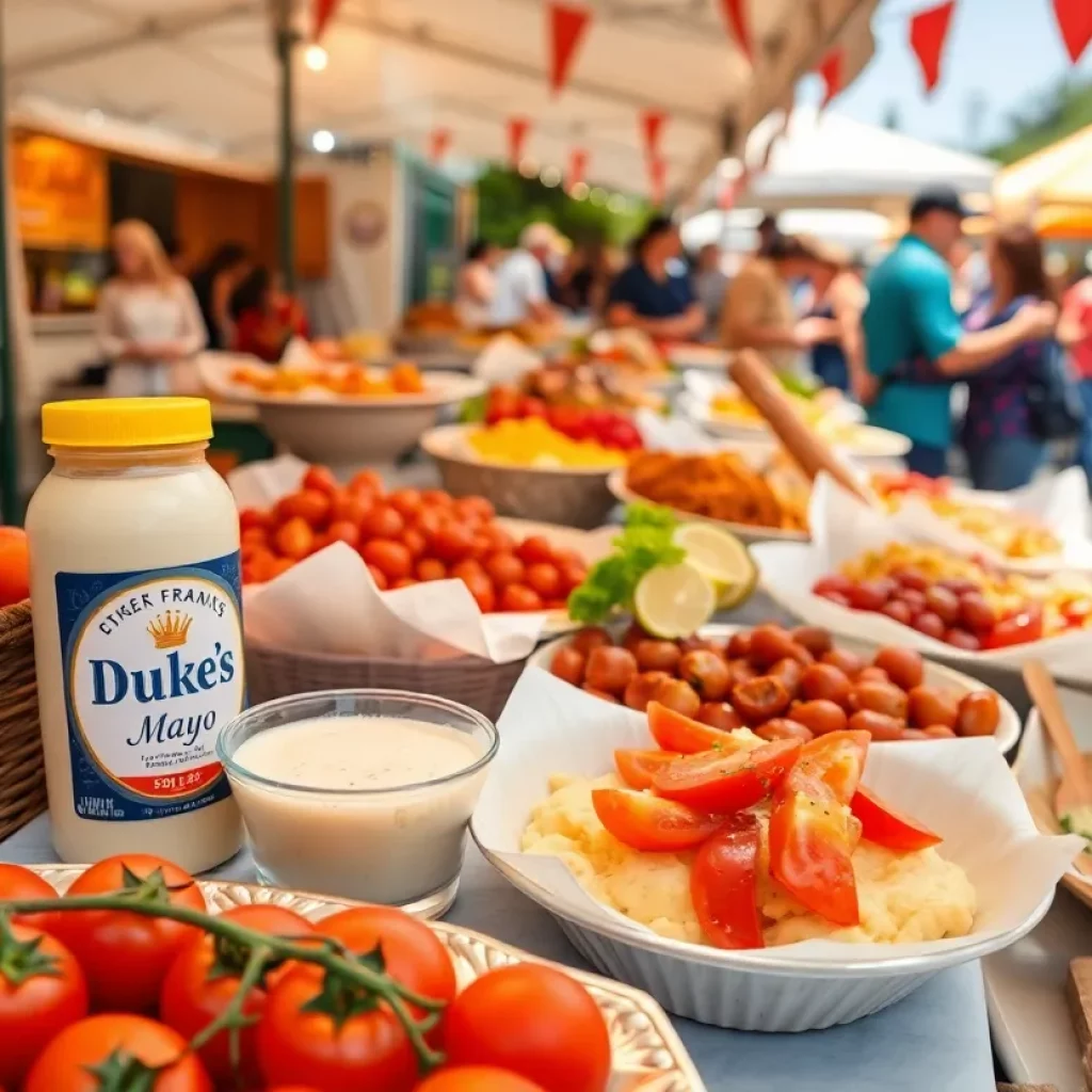 People enjoying summer dishes at Duke's Hot Tomato Summer competition in Charlotte