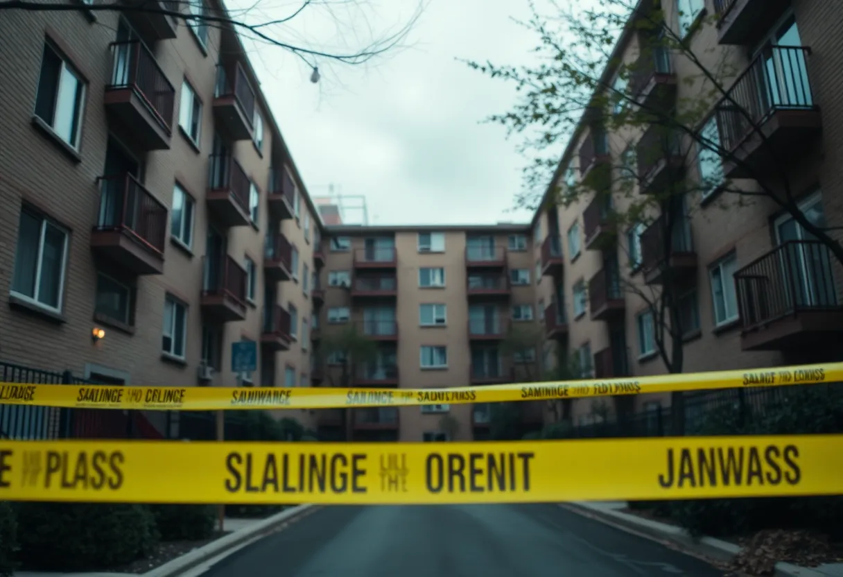 Police presence at an apartment complex in Charlotte, indicating a homicide investigation.