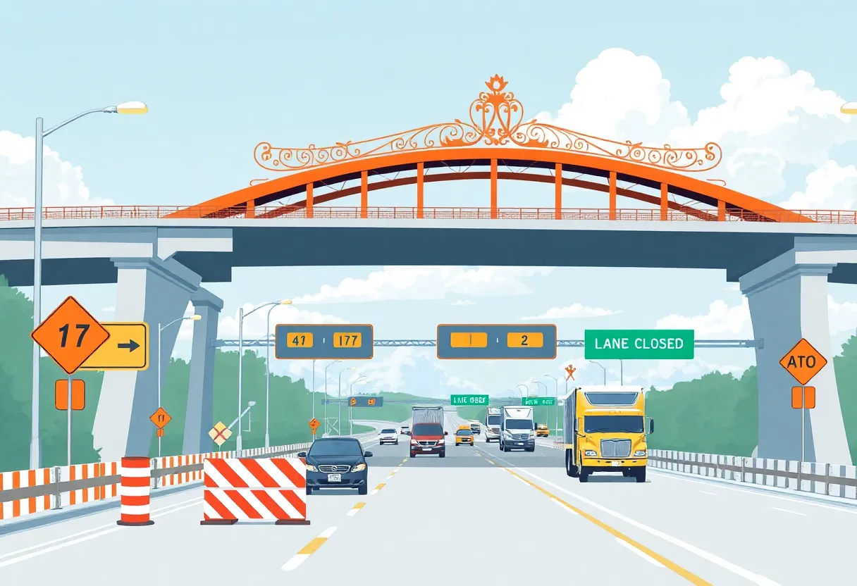 Construction of a bridge over Interstate 85 in Charlotte