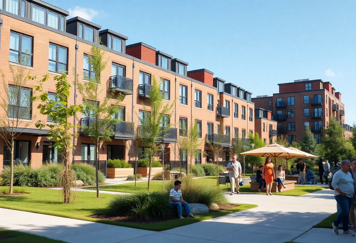 Rendering of new affordable townhomes in Charlotte