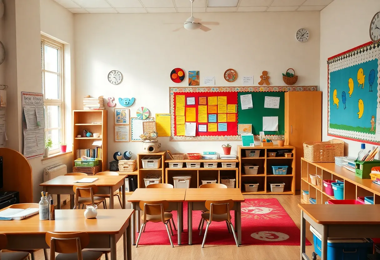 A classroom filled with educational materials symbolizing Cathy Culp's dedication to teaching.