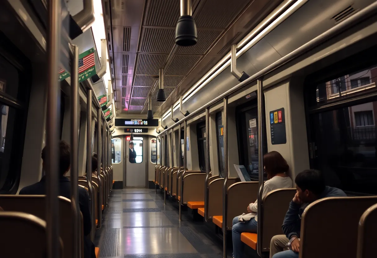 Light rail train at Charlotte station after a stabbing incident.