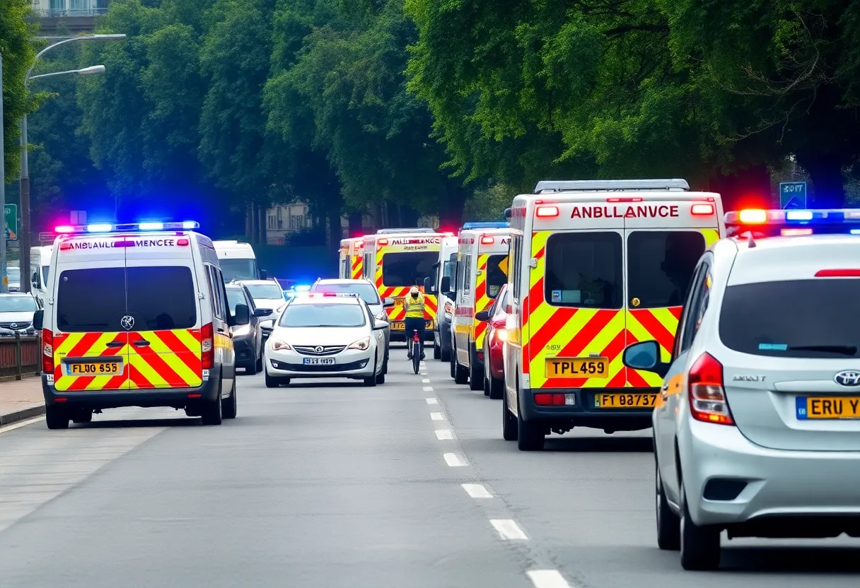 Emergency responders at a multi-vehicle accident scene in Charlotte