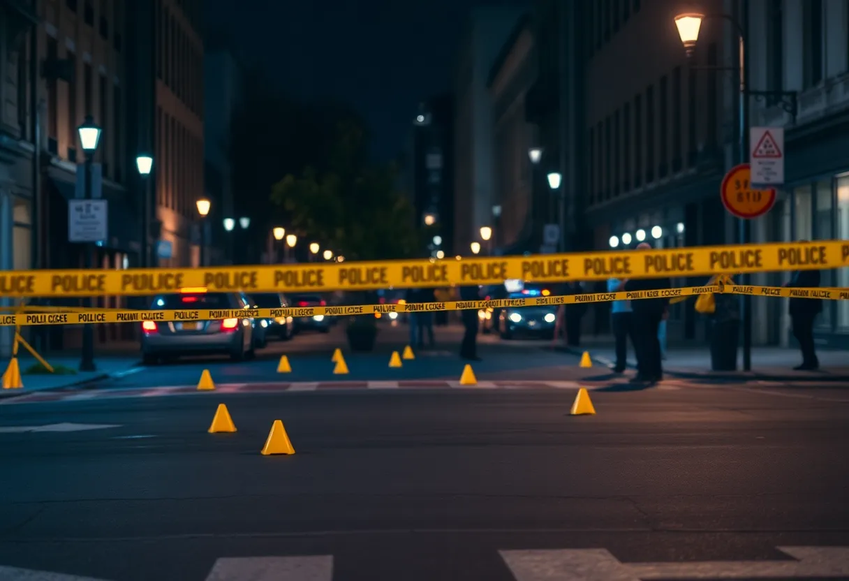 Police crime scene in Charlotte with evidence markers