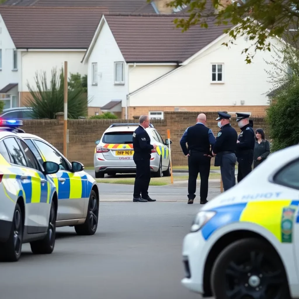 Police vehicles at a residential shooting scene in Charlotte