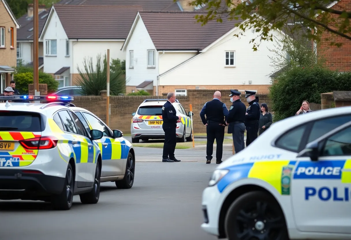 Police vehicles at a residential shooting scene in Charlotte