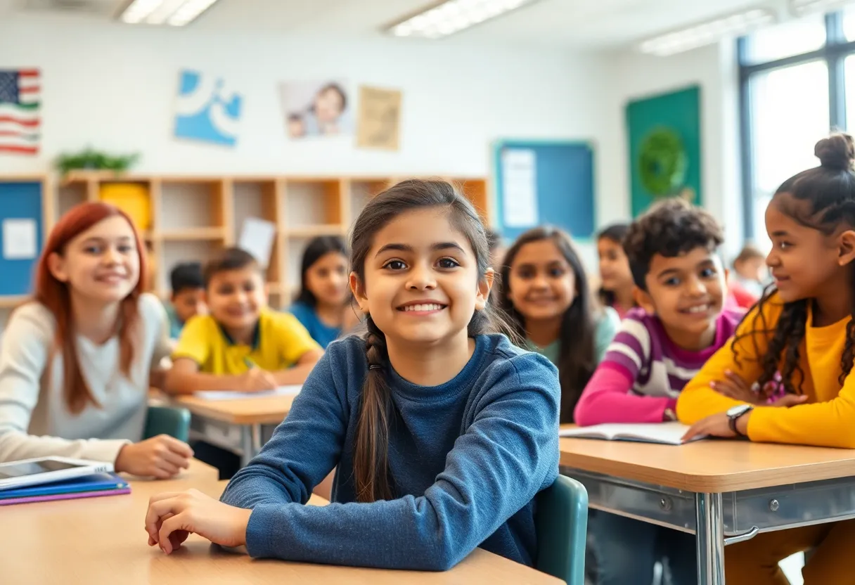 Students in a private K-12 school classroom in Charlotte