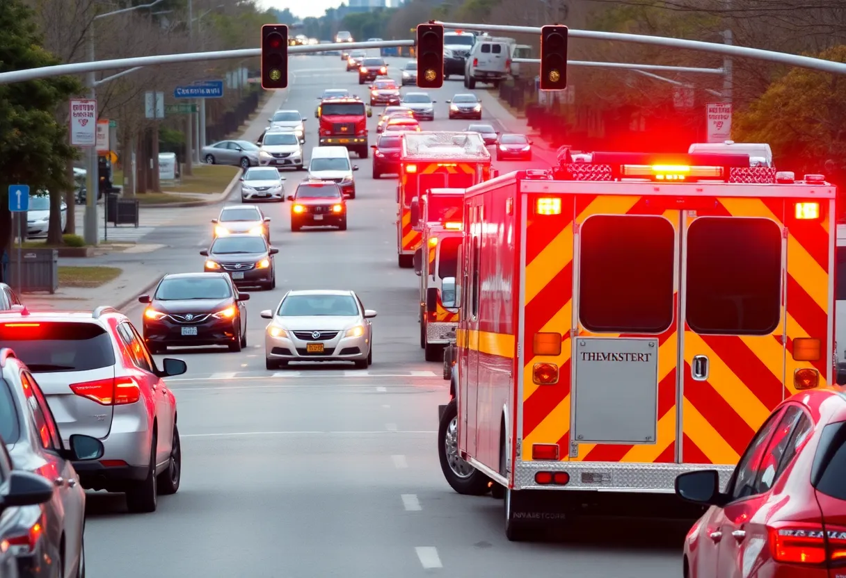 Emergency vehicles at a traffic incident in Charlotte