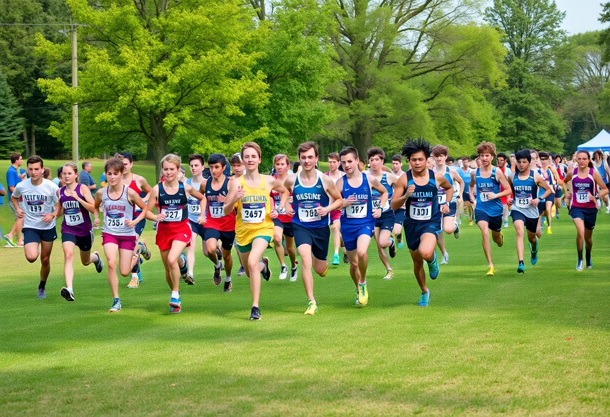 Cross country runners participating in the Charlotte Opener at Frank Liske Park.