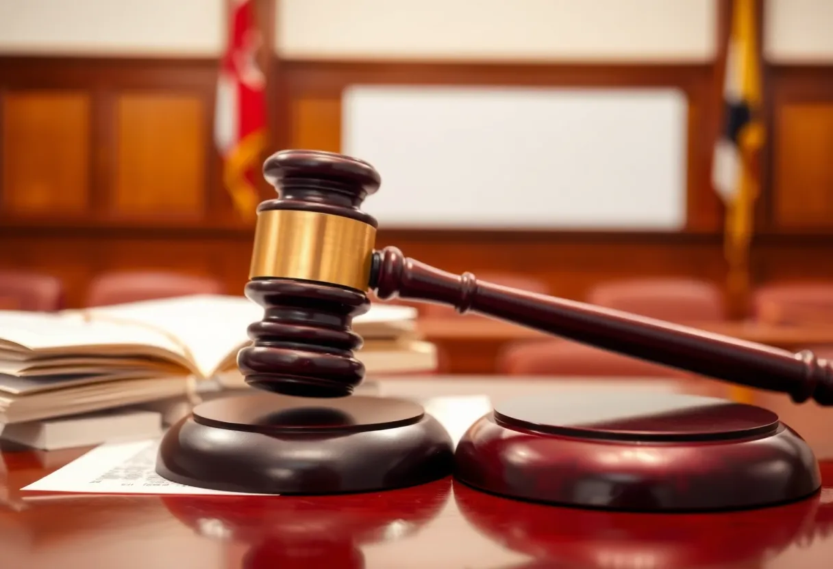 Courtroom scene representing legal matters related to sexual exploitation