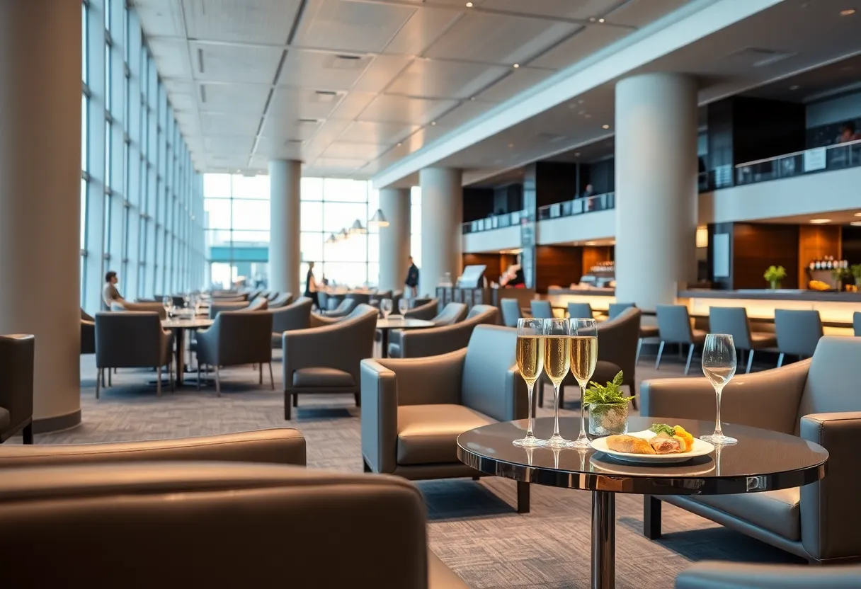 Concept art of the Flagship lounge at Charlotte Douglas International Airport