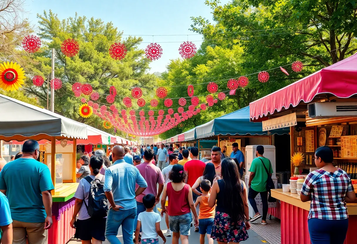 Colorful decorations at a Latino cultural festival