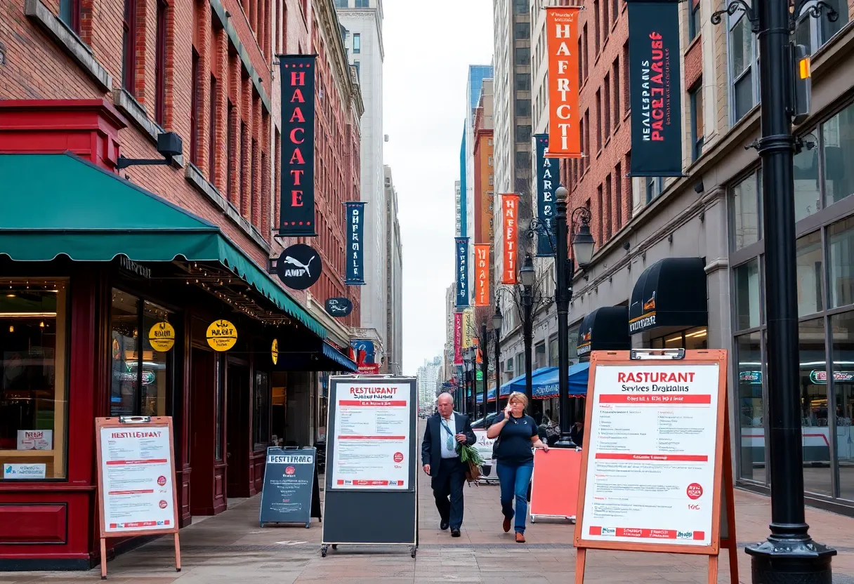 Inspection reports displayed outside restaurants in Mecklenburg County, NC.