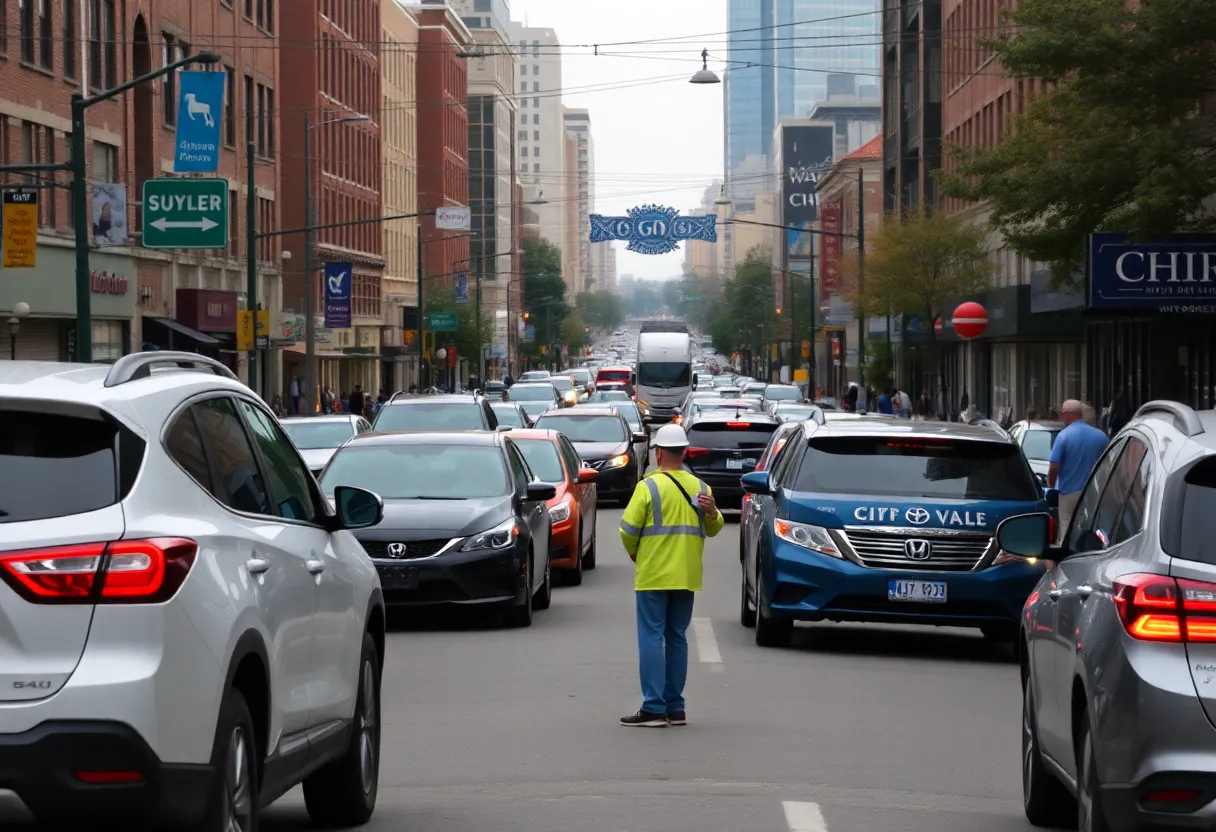 An overview of traffic congestion and businesses in NoDa, Charlotte.