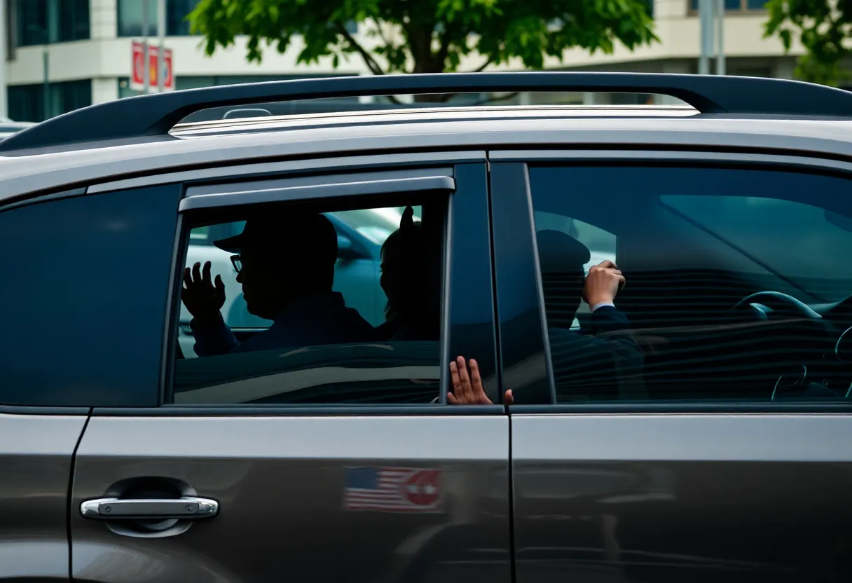 Vehicle with tinted windows during a traffic stop in North Carolina