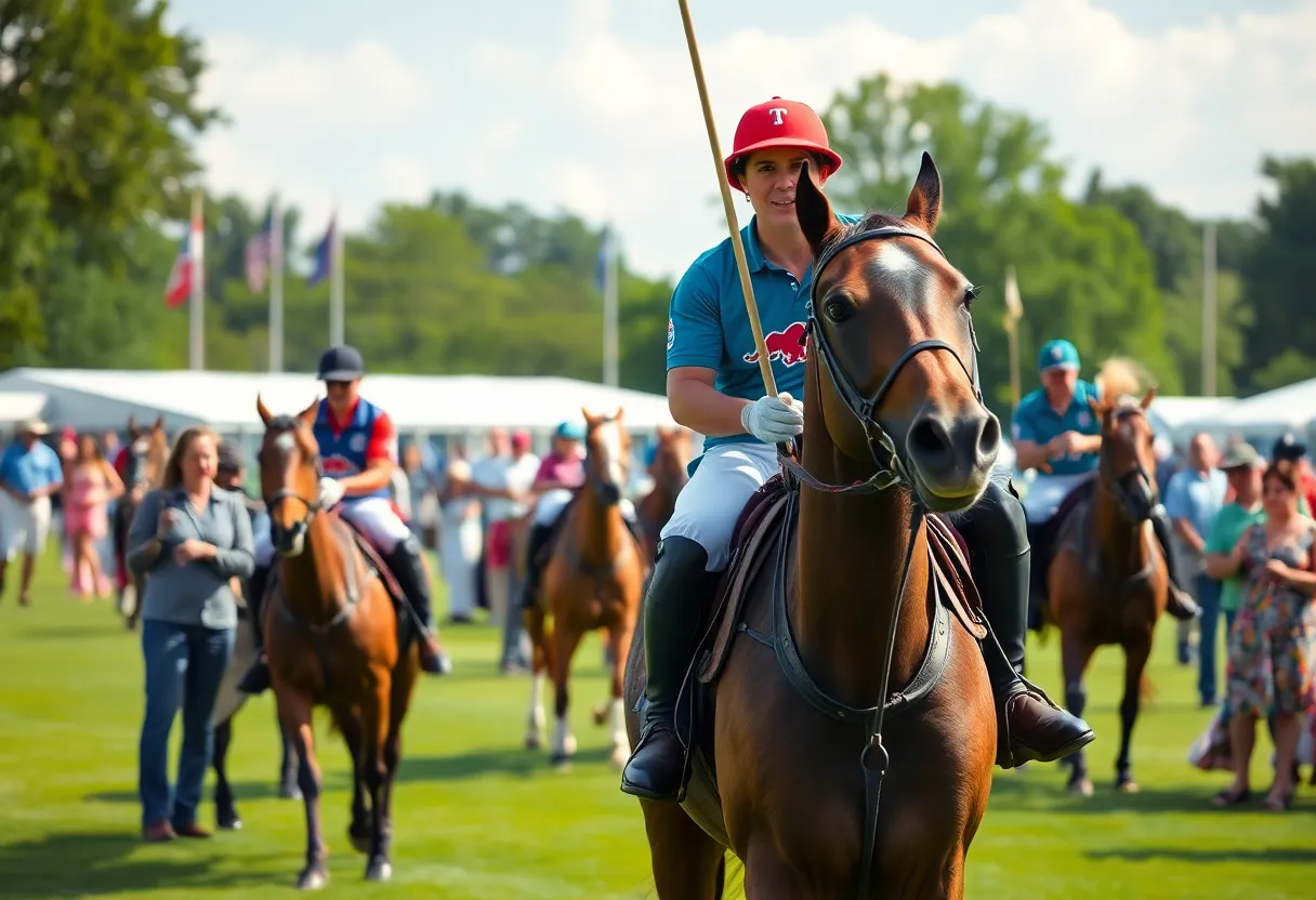 Polo players competing in the Queen's Polo Cup in Charlotte, NC