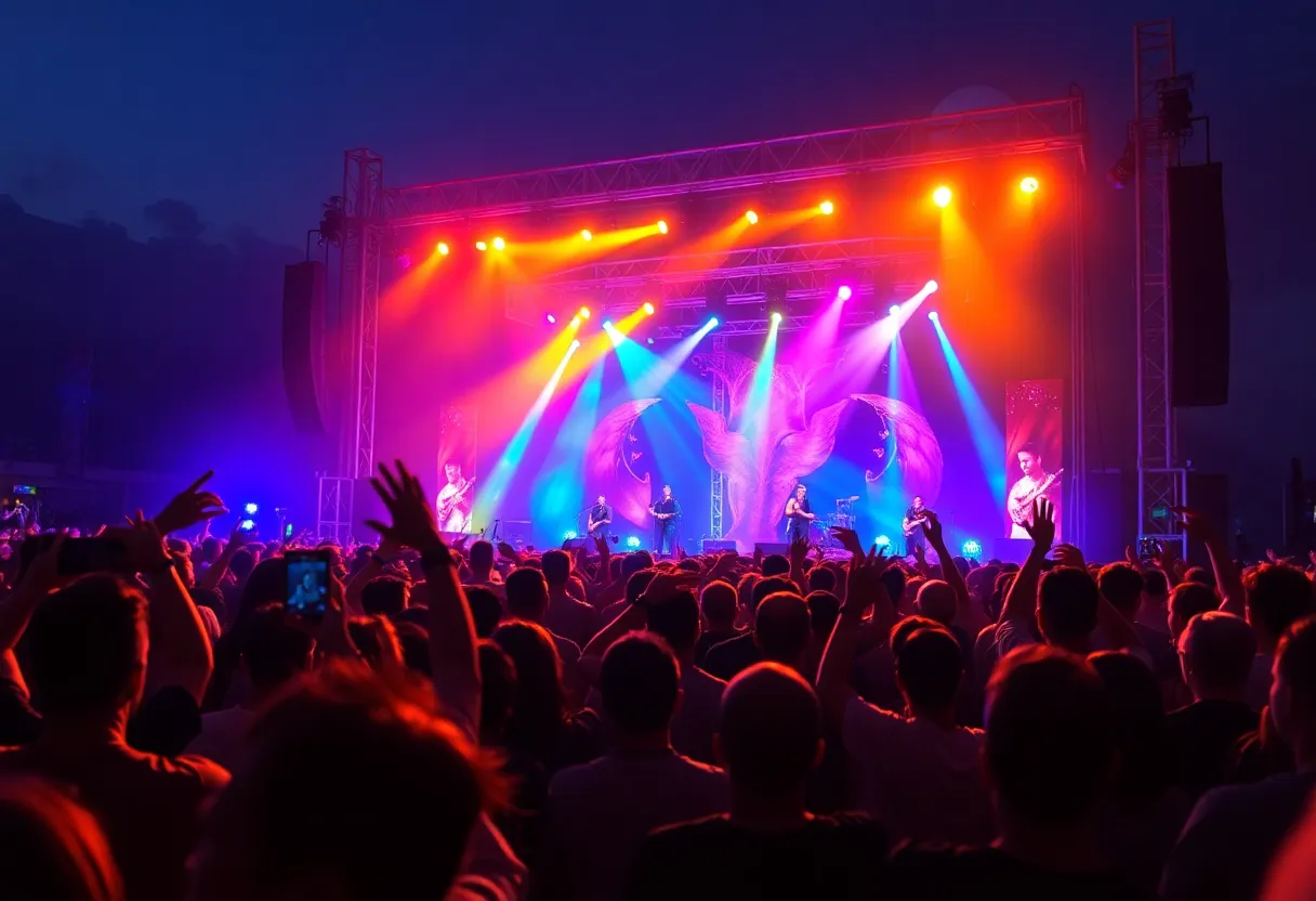 Rod Stewart performing at PNC Music Pavilion in Charlotte
