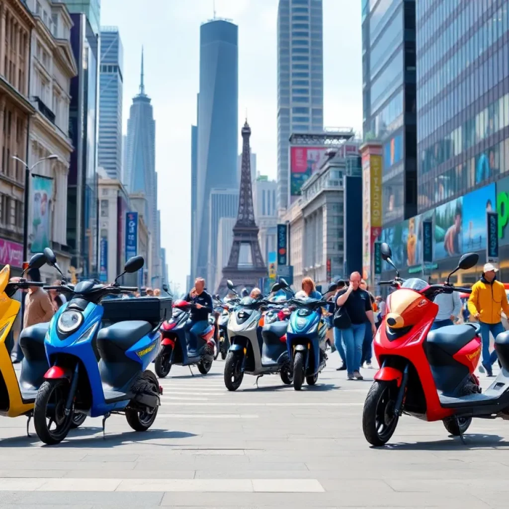 Whimsical electric scooters in Uptown Charlotte