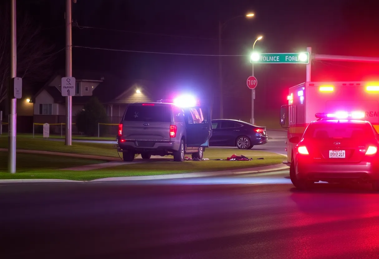 Emergency response at a traffic accident in South Charlotte