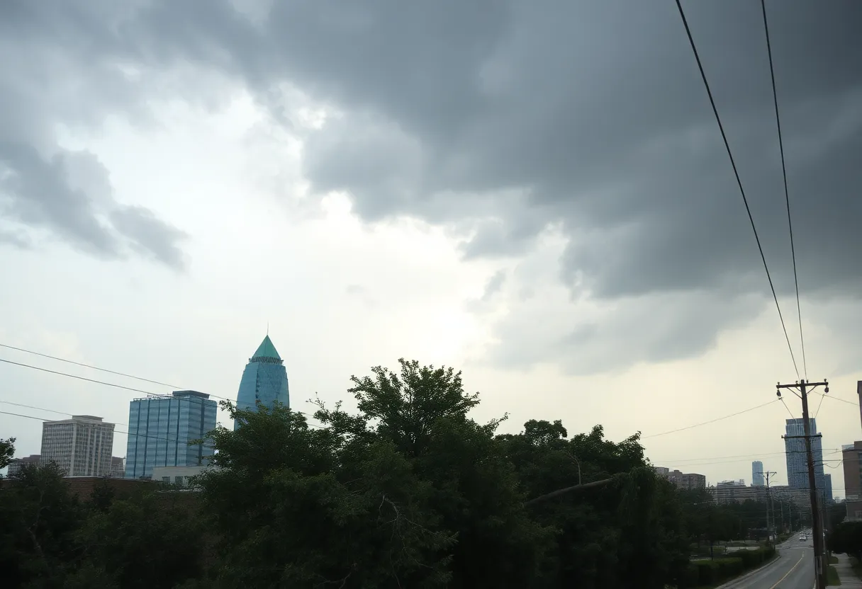 Storm damage in Charlotte with fallen trees and power lines.
