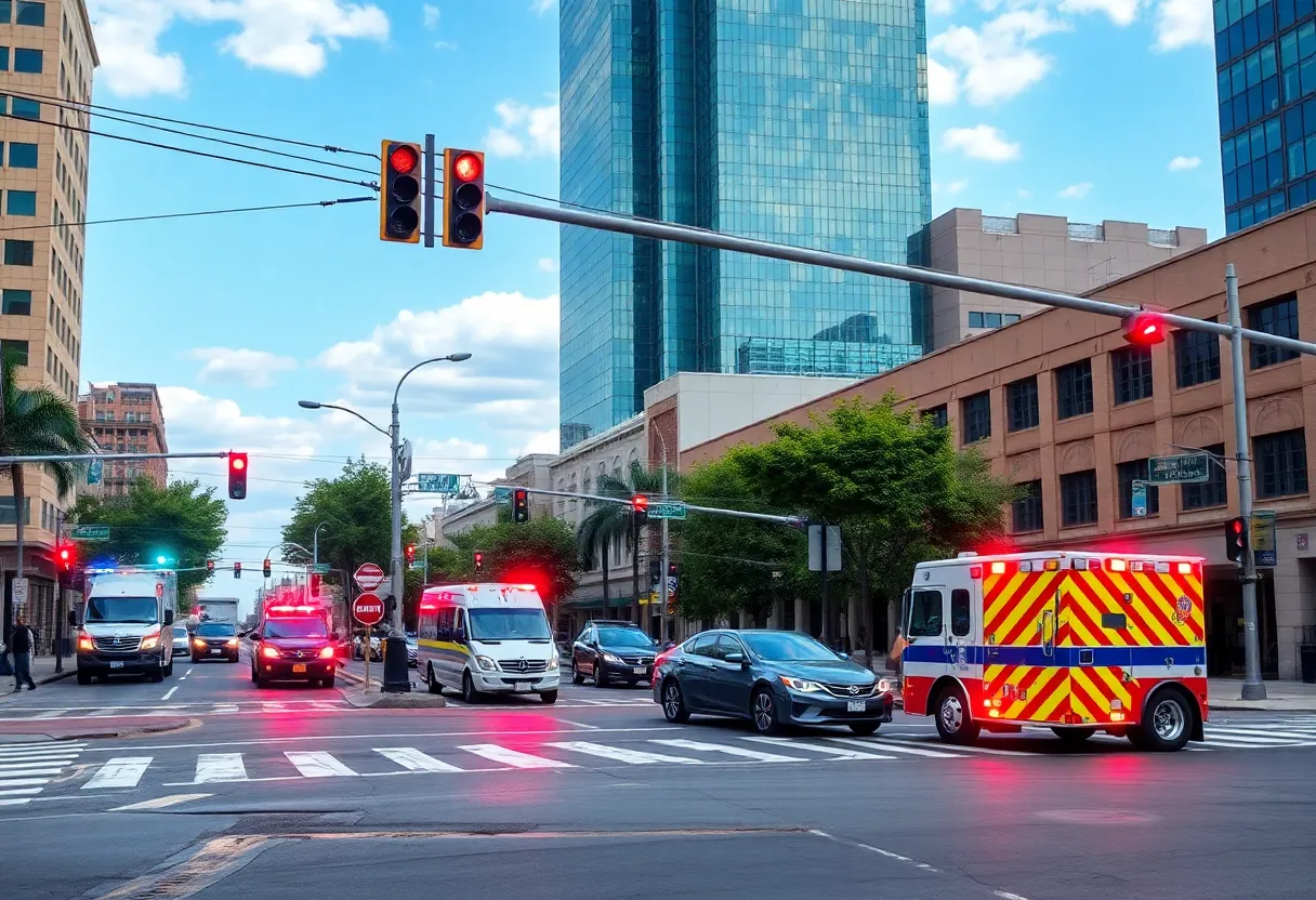 Traffic accident scene in Charlotte, NC