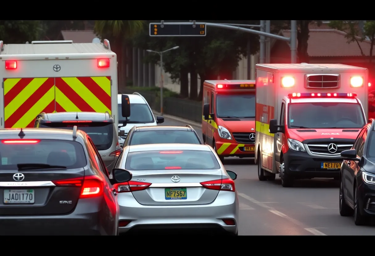 Emergency response vehicles at a crash site in Charlotte