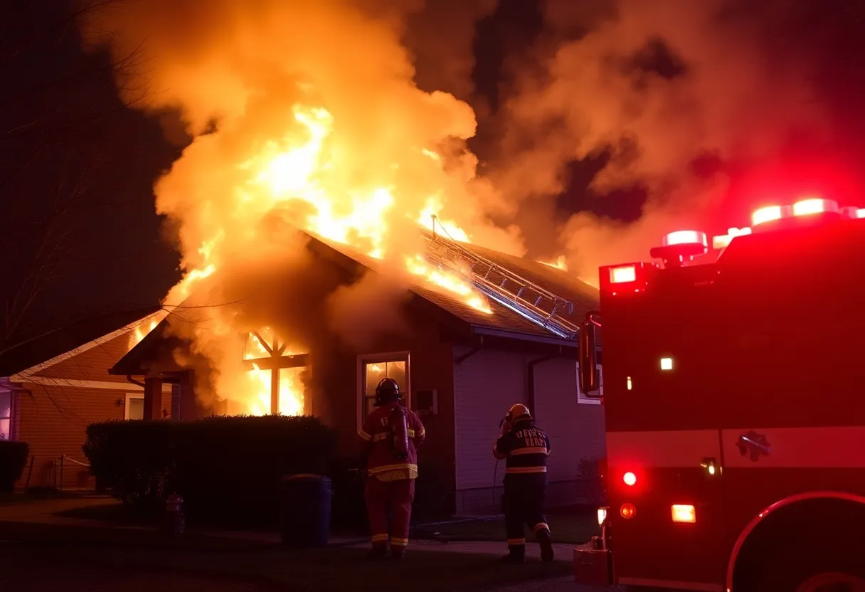 Firefighters responding to a house fire in Charlotte