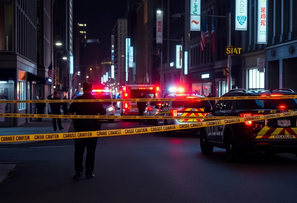 Charlotte police at a crime scene investigating a shooting incident