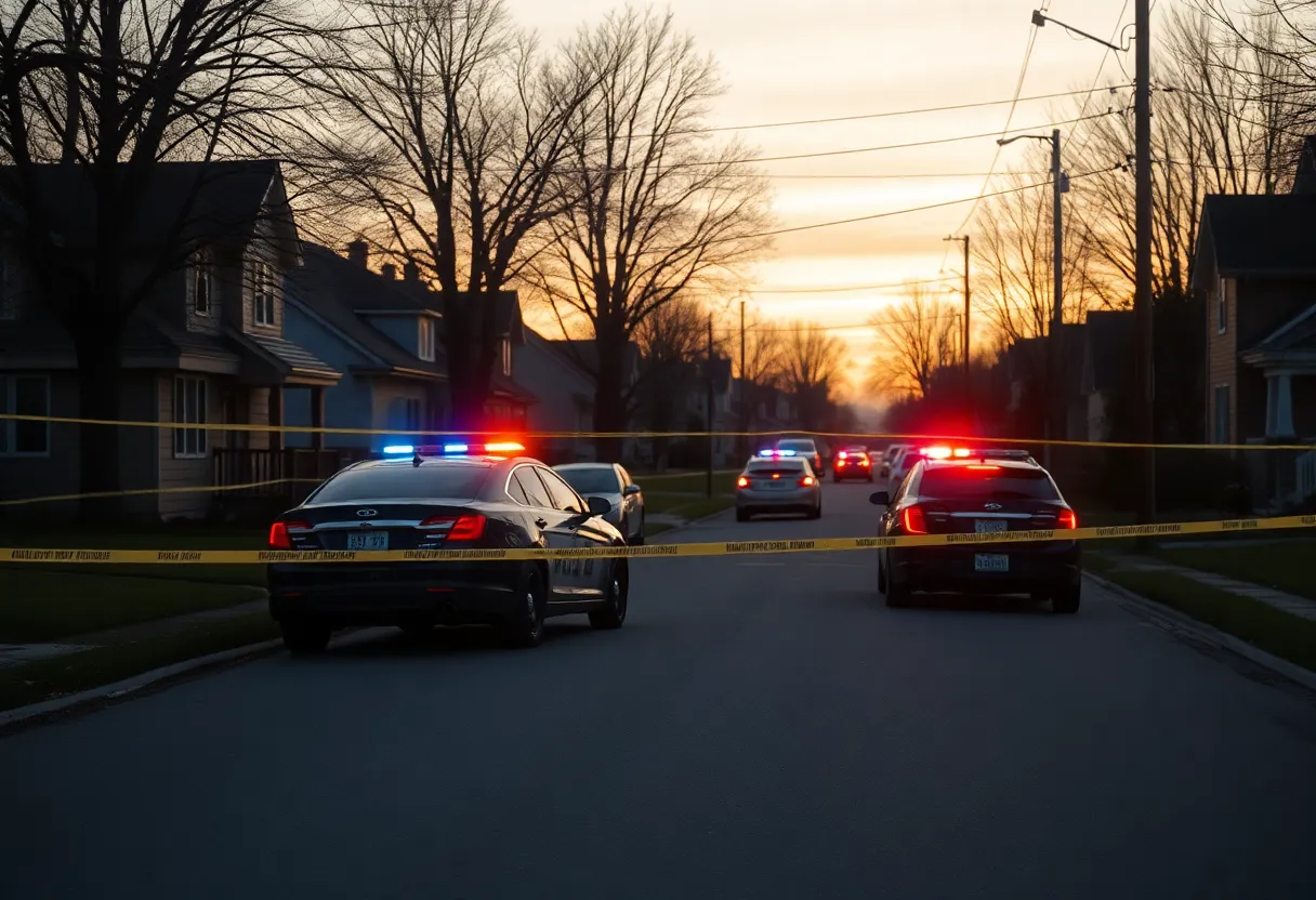 Police cordon at a crime scene in a Charlotte neighborhood