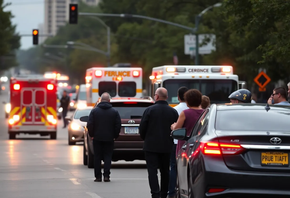 Traffic scene in Charlotte with emergency responders after recent accidents