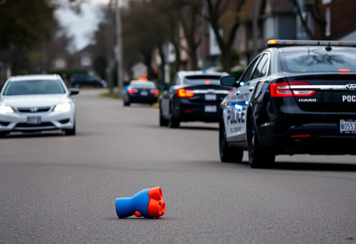 Scene reflecting the tragedy of a neighborhood shooting involving a child