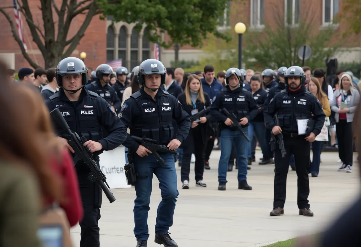 Increased security presence at a college event