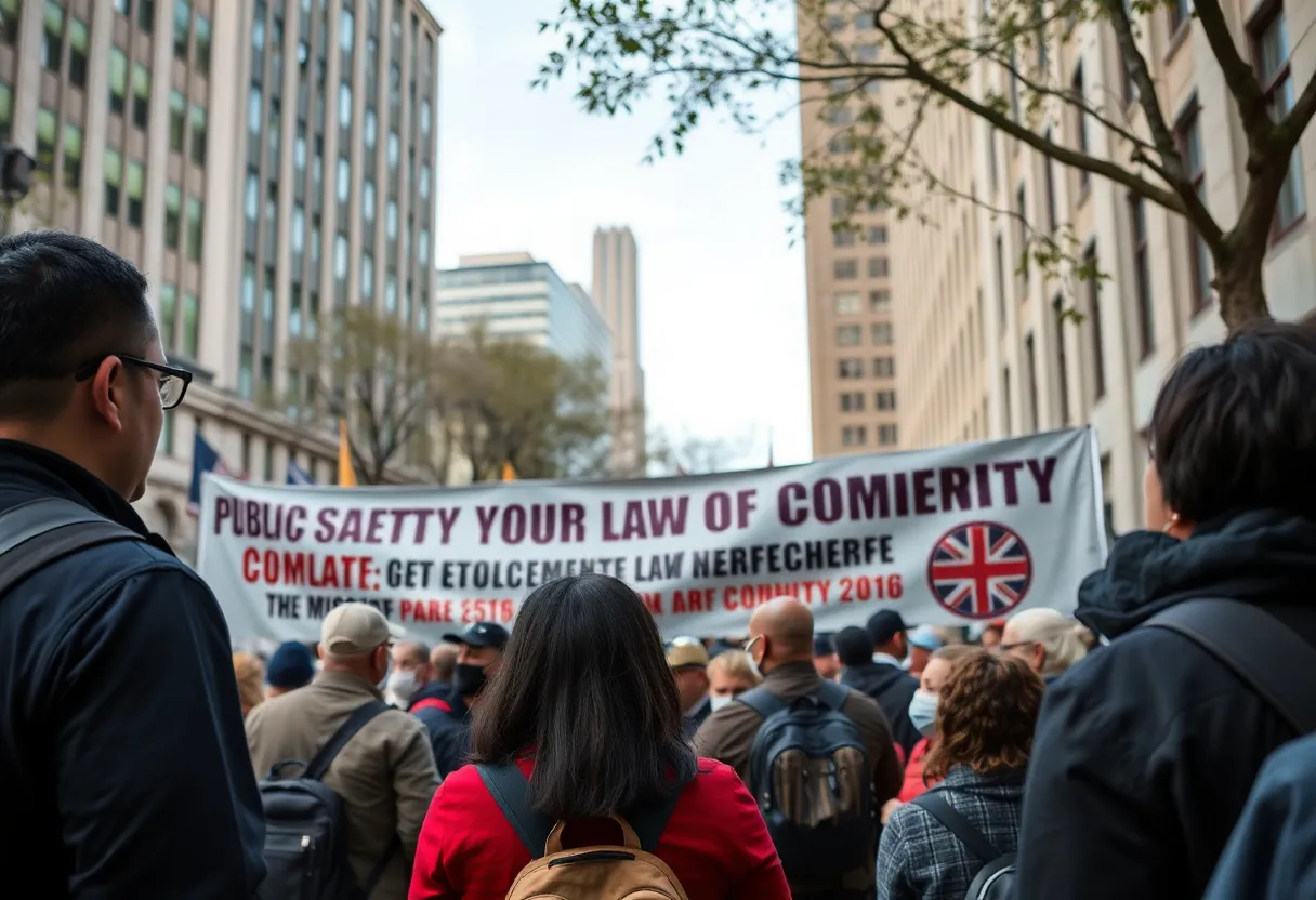 Crowd gathering for a public safety discussion in Charlotte