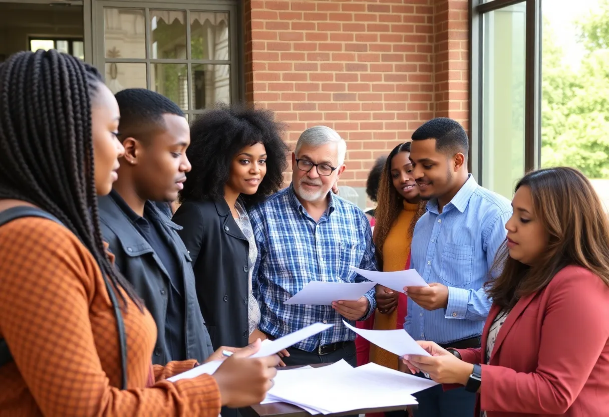 Citizens participating in a community survey for police chief input.