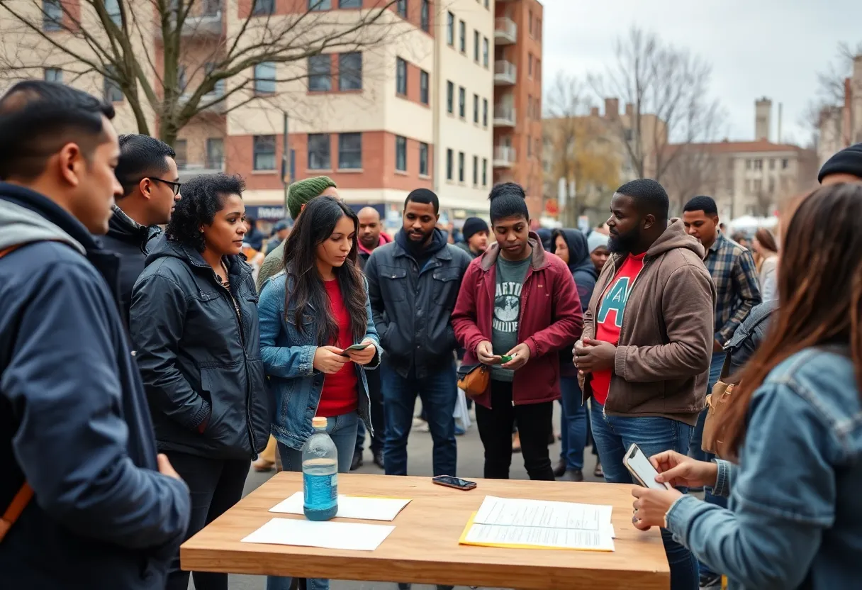 People participating in a community event aimed at preventing violence.