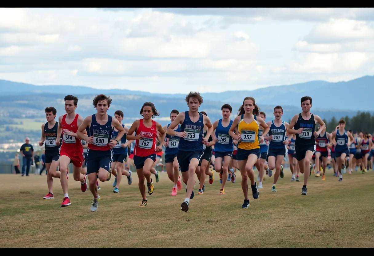 Runners competing in a cross country race