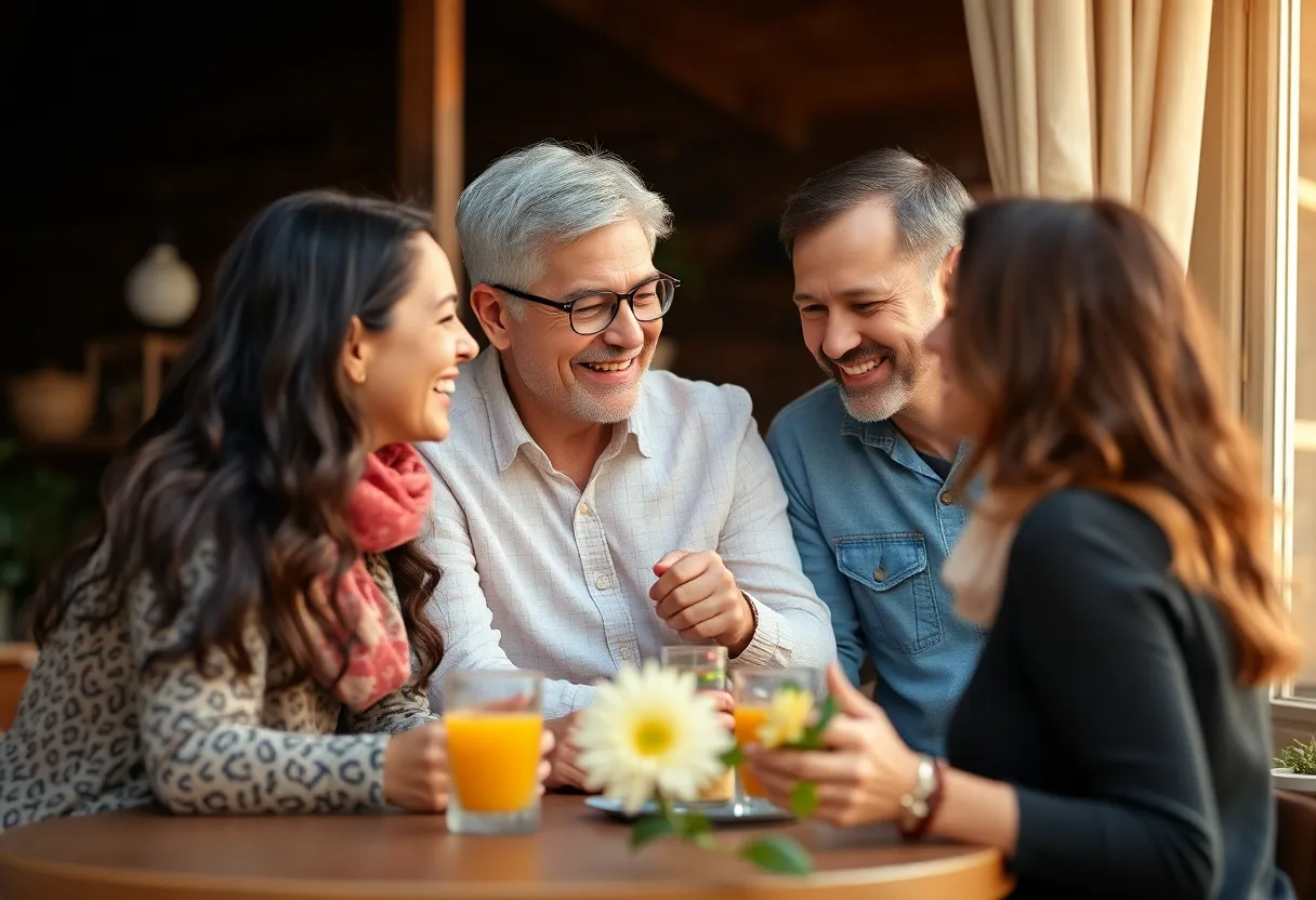 Family celebrating together in a serene setting