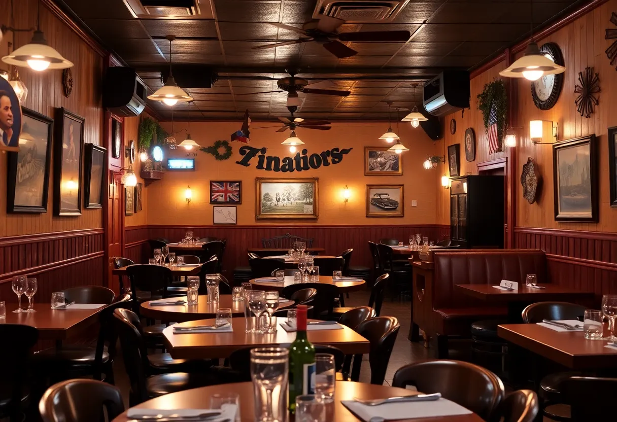 Interior of The Eagle Charlotte restaurant with Southern dining setup