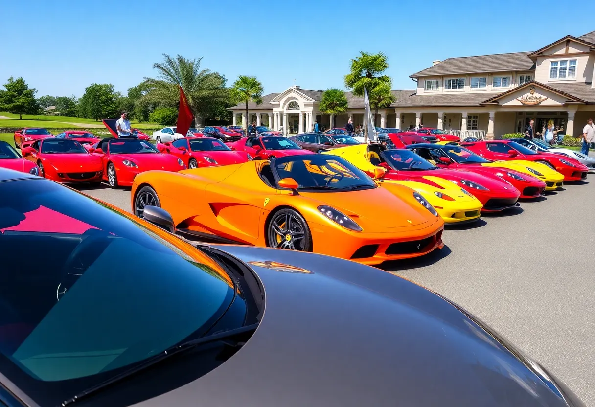 Lineup of Ferraris at the convention