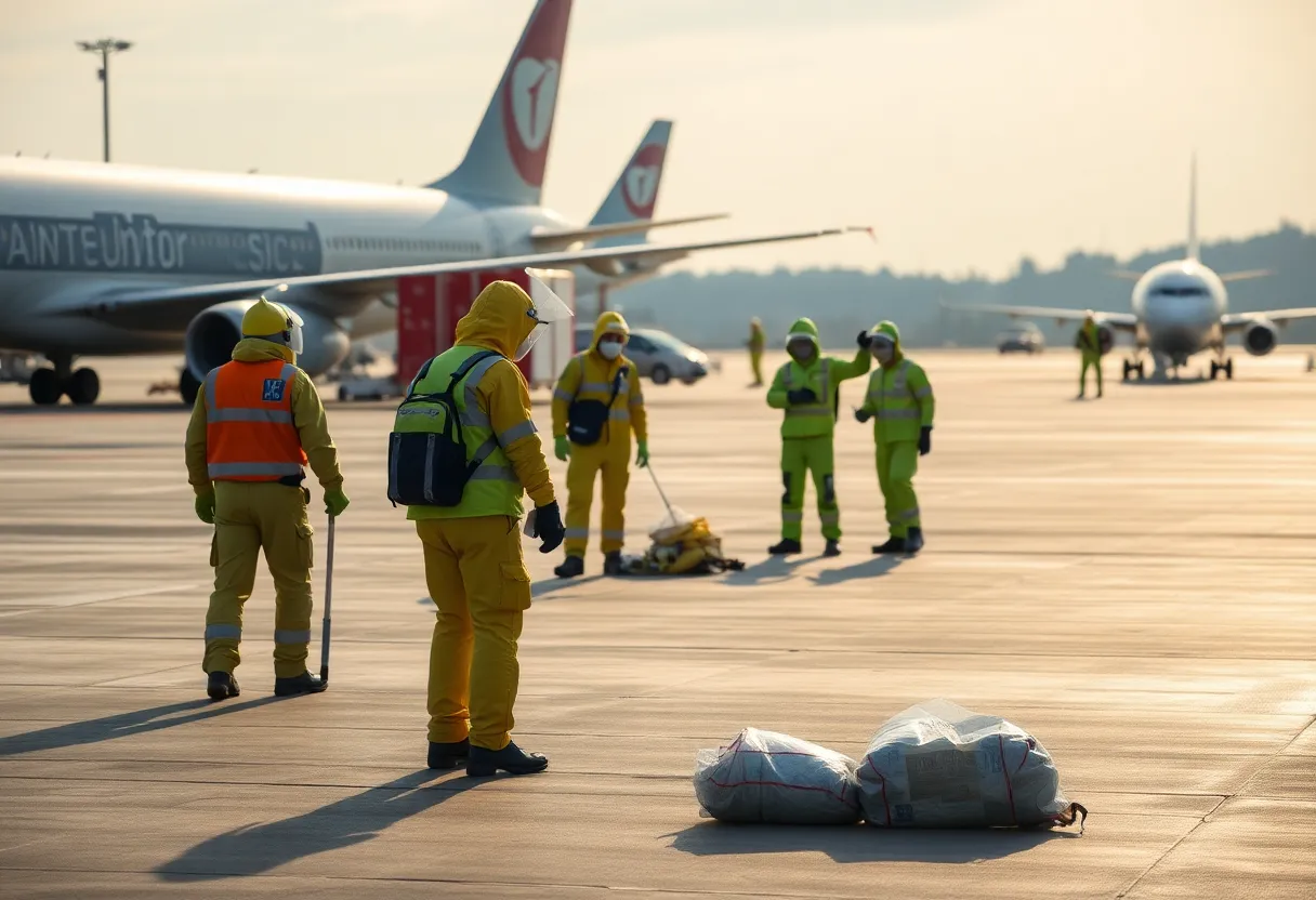 Hazmat team responding to a security incident at Charlotte Douglas International Airport.