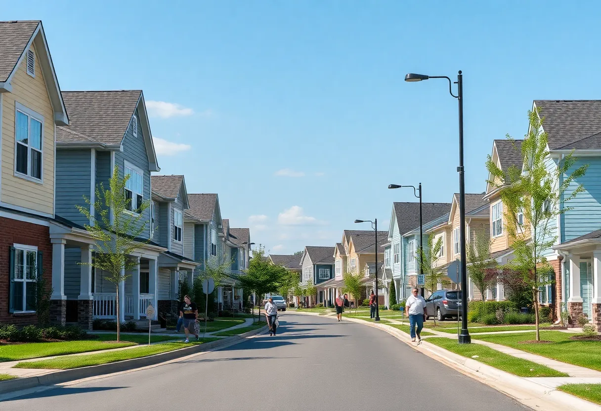 A picturesque view of new homes in the Hidden Valley neighborhood of Charlotte