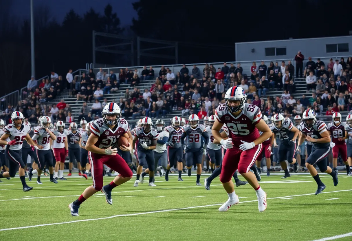 Players engaged in a high school football game in Charlotte