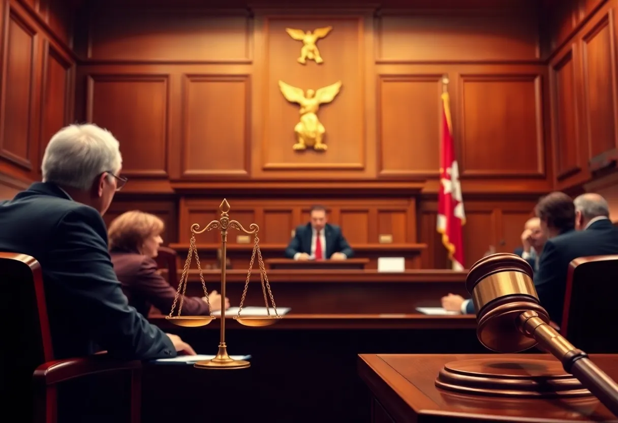 Lawmakers discussing Iryna's Law in a courtroom setting.