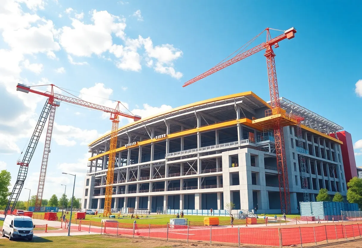 Construction site of Jerry Richardson Stadium expansion at UNC Charlotte