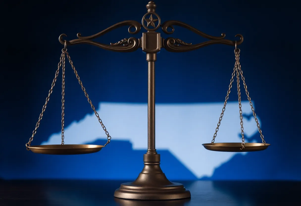 Symbolic scales of justice representing the death penalty discussions in North Carolina