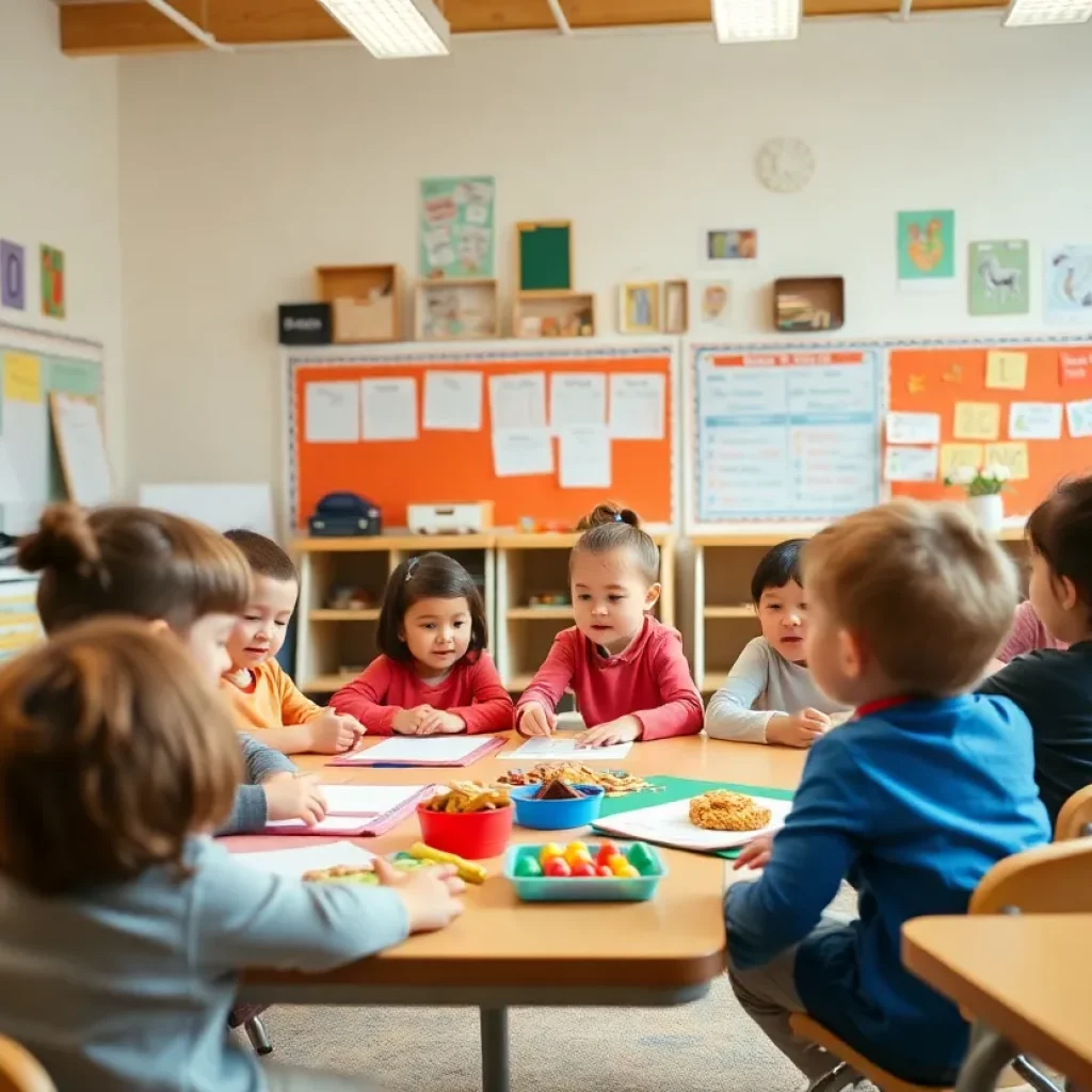 Children participating in activities during the Kindergarten open house at Trinity Episcopal School.