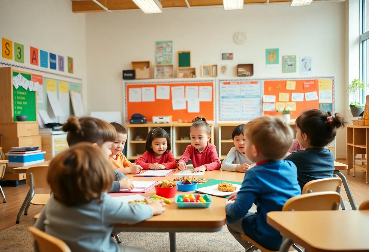 Children participating in activities during the Kindergarten open house at Trinity Episcopal School.