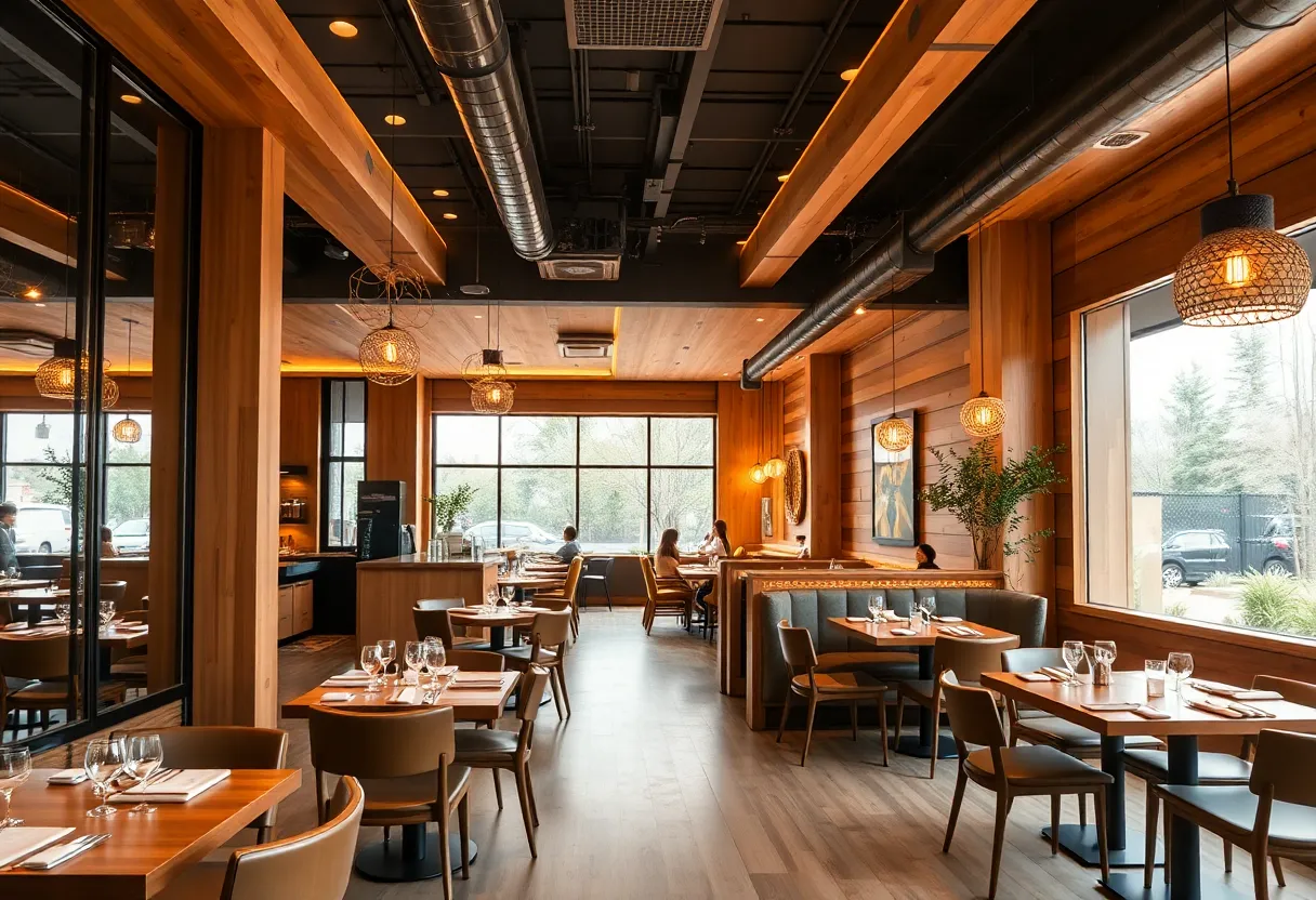 Interior view of Laurel Park, an upscale restaurant in Charlotte, showcasing dining area and decor.